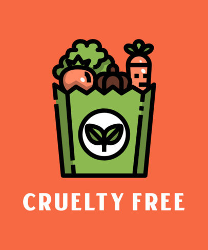 Vegan T-Shirt Design Template with a Grocery Bag Graphic