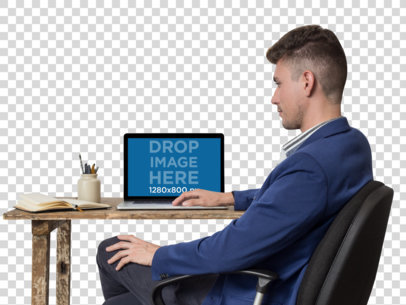 Office Man Working on His MacBook Pro Mockup