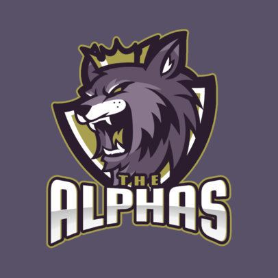 Sports Logo Maker Featuring an Aggressive Wolf with a Crown