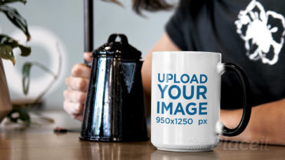 15 oz Magic Mug Video Featuring a Young Man Pouring Coffee 