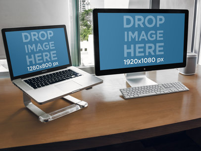 Responsive Mockup Featuring a MacBook Pro and an iMac 