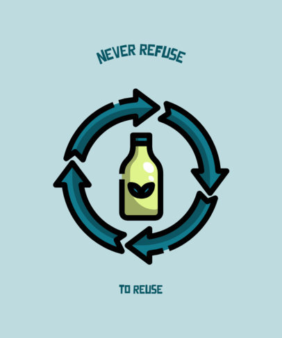 Sustainability-Themed T-Shirt Design Template with a Reusable Bottle Illustration