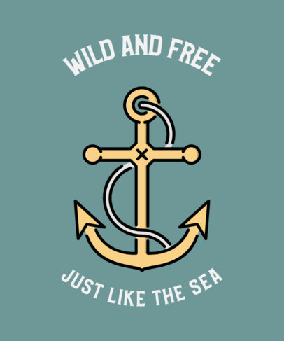 T-Shirt Design Template Featuring an Anchor Graphic