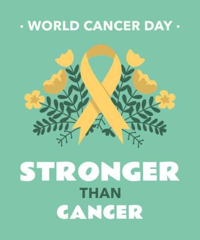 World Cancer Awareness Day T-Shirt Design Template with a Positive Quote