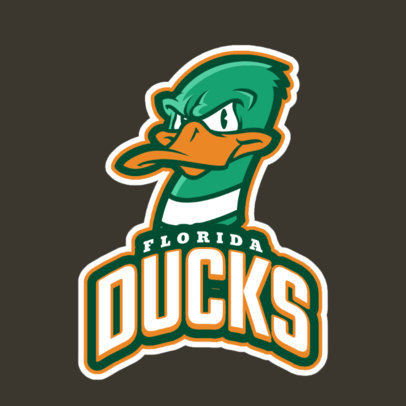 Mascot Logo Generator for a Sports Team Featuring a Duck Clipart