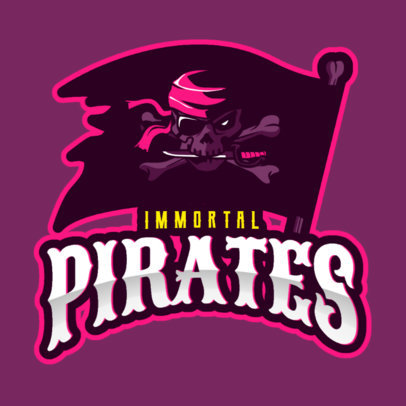 Gaming Logo Template with an Illustrated Pirate Flag