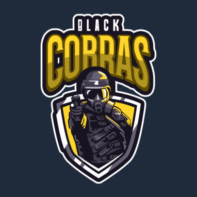 Gaming Logo Template Featuring an Armed Soldier Character