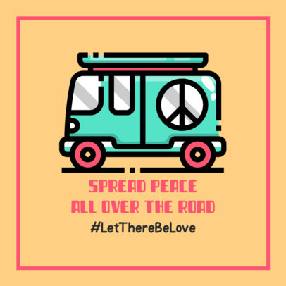 Peace and Love Facebook Post Maker with a Van Clipart
