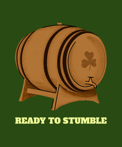 T-Shirt Design Template with the Graphic of an Irish Beer Barrel
