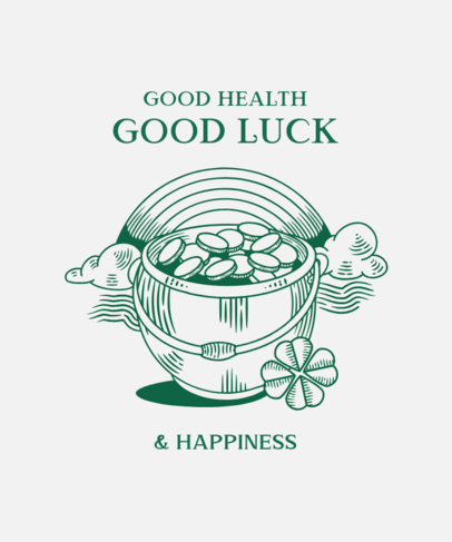 T-Shirt Design Template Featuring a St. Patrick's Day Golden Pot Graphic