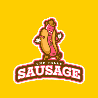 Logo Template Featuring a Joyful Sausage 