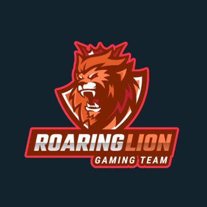 Logo Template for a Gaming Team Featuring a Roaring Lion with a Crown