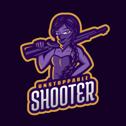Gaming Logo Maker Featuring a Female Shooter with a Face Mask Bandana