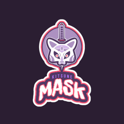 Gaming Logo Maker Featuring a Kitsune Mask and a Dagger Clipart