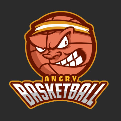 Sports Logo Template for Basketball Teams Featuring an Angry Ball Illustration