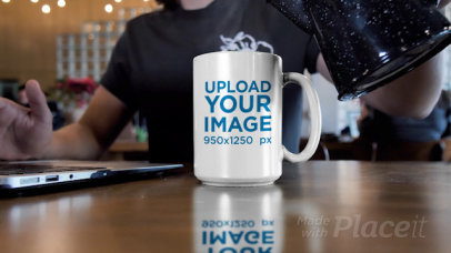 Video of a Man Pouring Hot Coffee Into a 15 oz Mug 