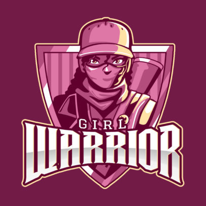 Logo Maker Featuring a Female Warrior with a Mouth Mask 1750cc-2892
