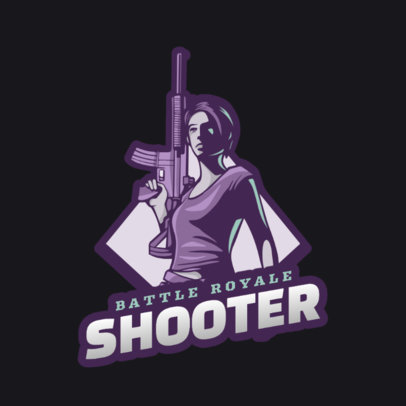 Battle Royale-Themed Logo Maker Featuring a Female Character Holding a Rifle