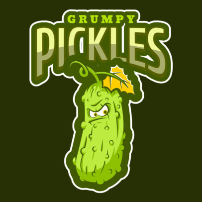 Illustrated Logo Template Featuring a Grumpy Pickle