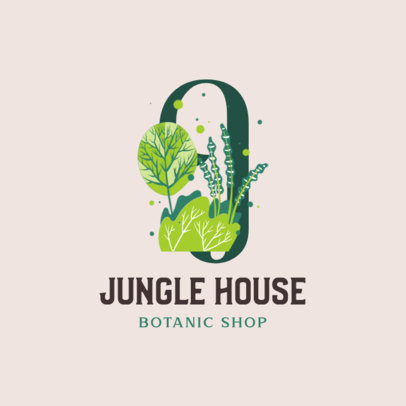 Botanical Shop Logo Template Featuring Plant Illustrations