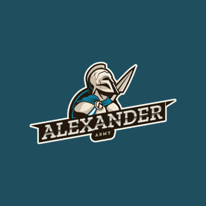 Logo Template Featuring a Greek Soldier with a Sword 