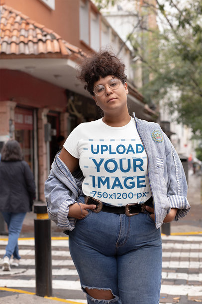 Mockup of a Sassy Woman Wearing a Plus Size Tee