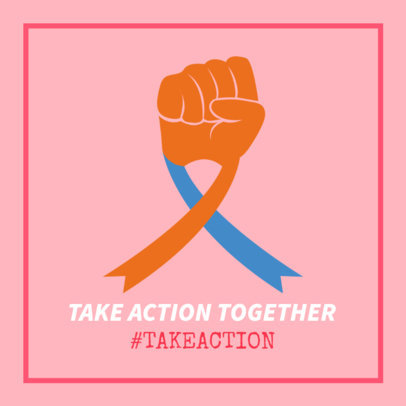 Facebook Post Maker for Cancer Awareness Day Featuring an Illustrated Fist with a Ribbon