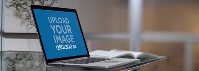 Close-Up MacBook Mockup in a Glass Office