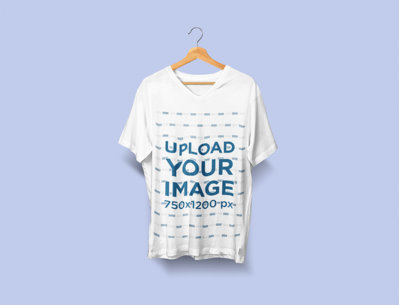 Minimalistic Mockup of a V-Neck T-Shirt on a Hanger