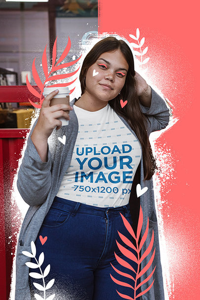 Plus Size Tee Mockup of a Relaxed Woman Wearing a Long Coat 30971