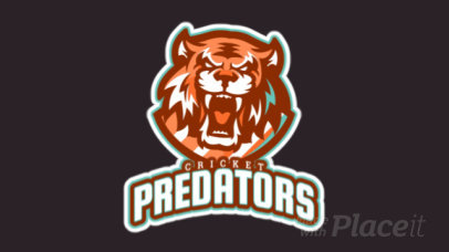 Animated Cricket Logo Template Featuring a Roaring Tigers Face 1651g-2880