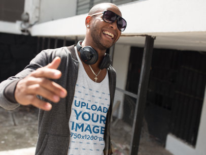 Smiling Urban Style Man Wearing a Tank Top Mockup