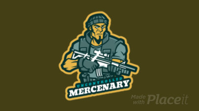 Animated Gaming Logo Maker Featuring  a Mad Mercenary 