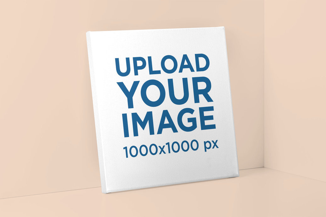 Mockup of a Canvas Leaning Against a Wall 