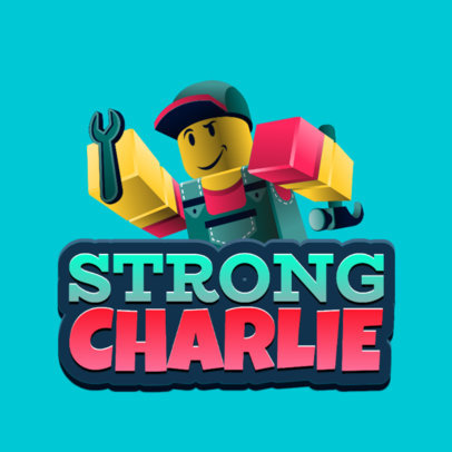 Gaming Logo Maker Featuring a Block-Style Character in Reference to Roblox