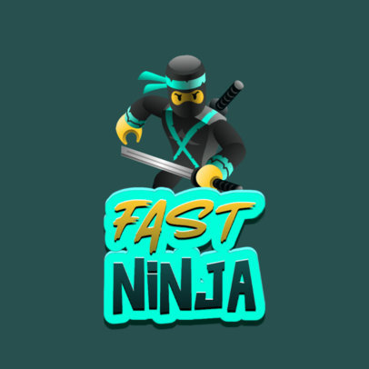 Roblox-Inspired Gaming Logo Template Featuring a 3D Ninja