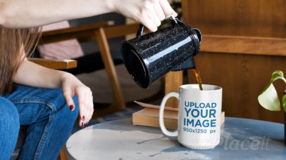 Video of a Woman Serving Coffee in a 15 oz Mug