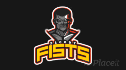 Animated Gaming Logo Maker with a  Tough-Looking Fighter 1746h-2887