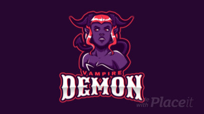 Animated Gaming Logo Template Featuring a Female Demon Vampire Illustration