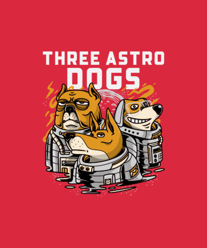 T-Shirt Design Maker with the Illustration of Three Astronaut Dogs