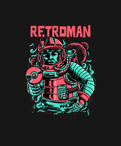 T-Shirt Design Maker with a Retro Illustration of a Brave Astronaut