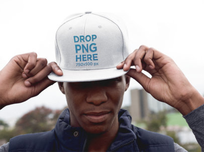 Snapback Hat Mockup of a Young Man in the City