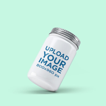 Mockup of a Tilted Mason Jar