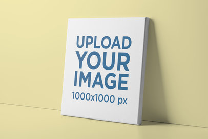 Mockup of a Square Canvas Placed Against a Customizable Background