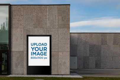 Mockup Featuring a MUPI Placed against a Modern Concrete Wall 