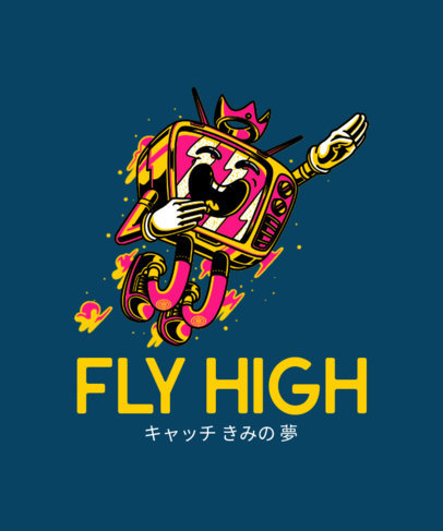 Streetwear Style T-Shirt Design Maker Featuring a Happy TV Clipart