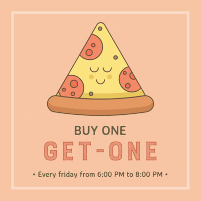 Facebook Post Template with Pizza Day Cartoonish Illustrations