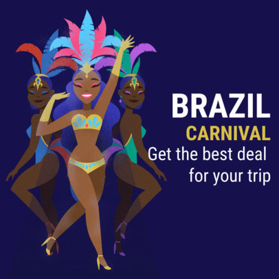 Instagram Post Template with Brazilian Carnival Illustrations