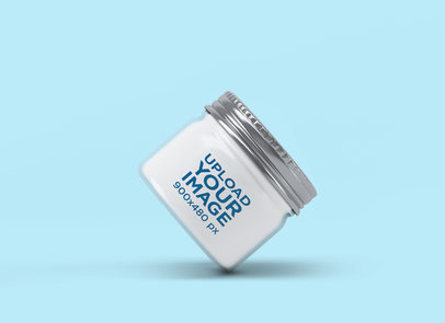Mockup of a Small Jar with a Customizable Background