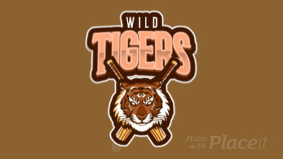 Cricket Team Logo Template Featuring an Animated Aggressive Tiger's Face